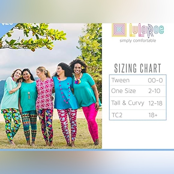 Lularoe womens OS (2-12) Blue Floral Leggings New no tags - Picture 3 of 5